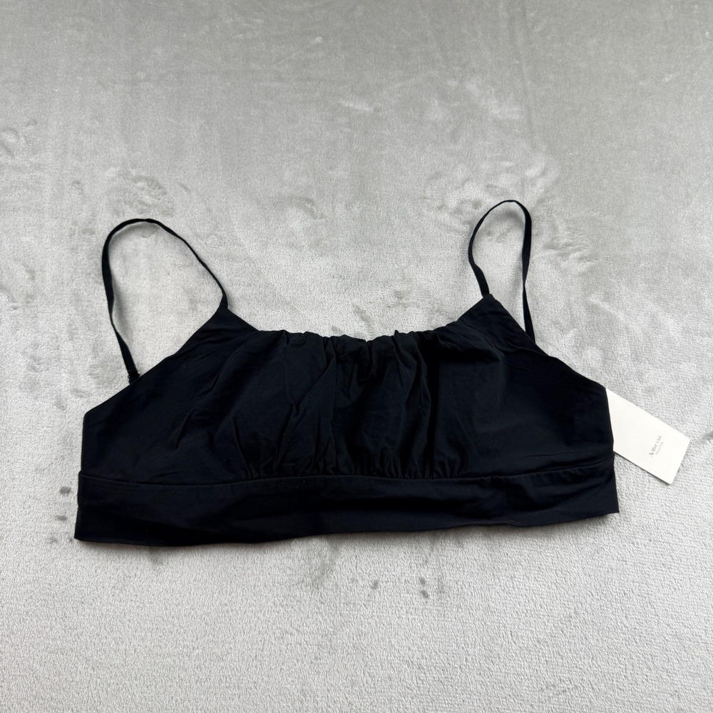 Active USA Collection Black Women's Small Ruched Tie Back Crop Top T13109